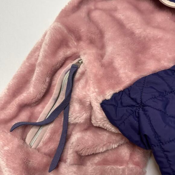 Ugg Vintage Pink & Purple combo Fur Fleece Puffer Jacket Size M - Picture 7 of 7